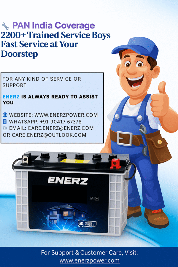 ENERZ 220Ah CP TT-4020 PRO Tall Tubular Inverter Battery – Long Life, Fast Charging, Built for Power Cuts (48-Month Warranty) - Image 5